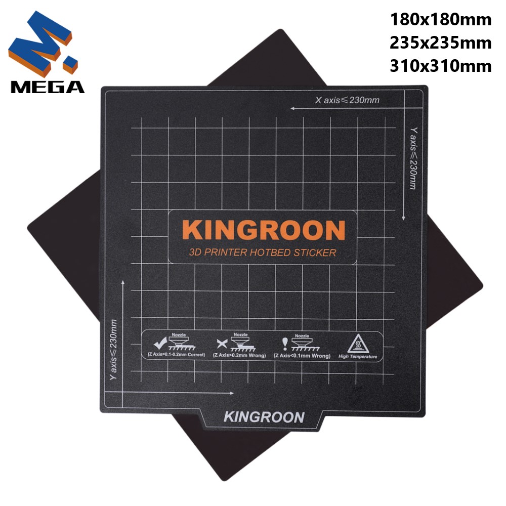Creality Printer K1 - KINGROONフレキシブル磁気ヒートベッド 180x180/235x235mm 3Dプリンターホットベッドシート A+B ソフトマグネットビルドプレート KP3S